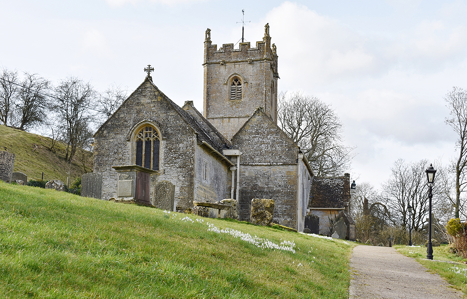 View from the pathway to Compton Abdale Church